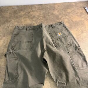 Carhartt Carpenter Pants Mens 42x30 Green Relaxed Fit Canvas Workwear Utility